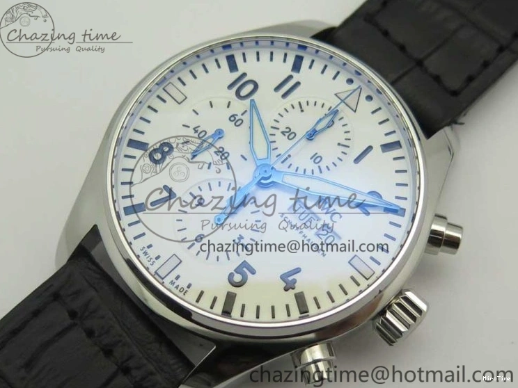MIROTIME 0126 Pilot Chrono 377725 SS ZF 1:1 Best Edition White Dial on Black Leather Strap A Soft 7183